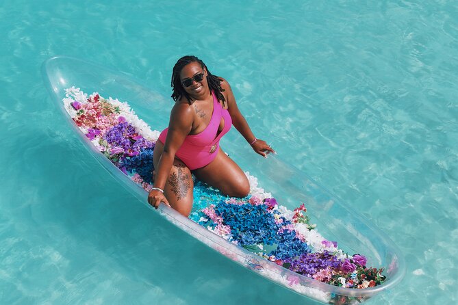 Aruba Unique Clear Kayak Drone Photoshoot with Video - Posing while the drone works overhead
