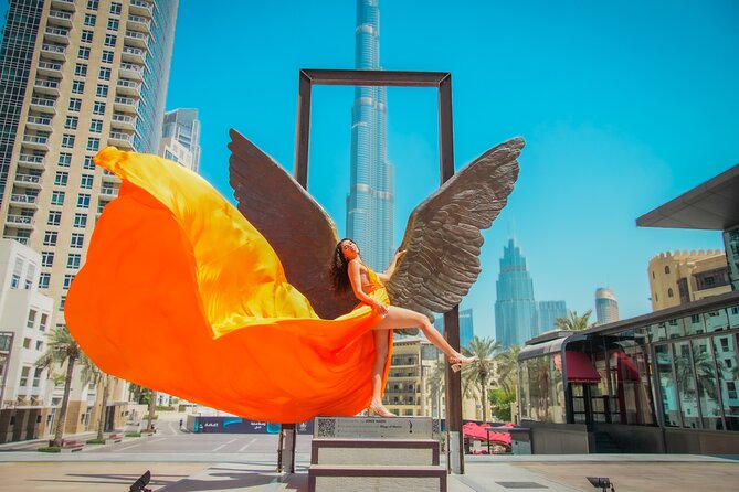 Burj Khalifa Flying Dress Instagram Videography Shoot - Starting at the Wings of Mexico statue