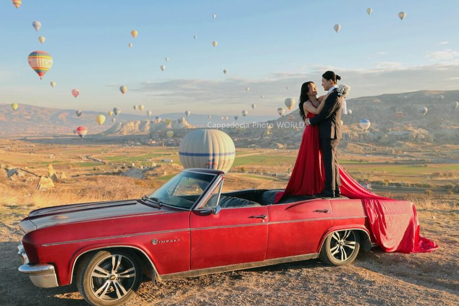 Cappadocia Photo Shoot with Classic Car and Flying Dress - What happens at the four photo stops