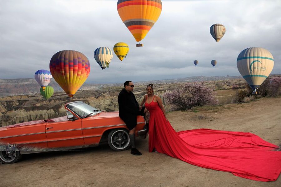 Cappadocia Photo Shoot with Classic Car and Flying Dress - Sunrise, sunset, or a time that fits your plans
