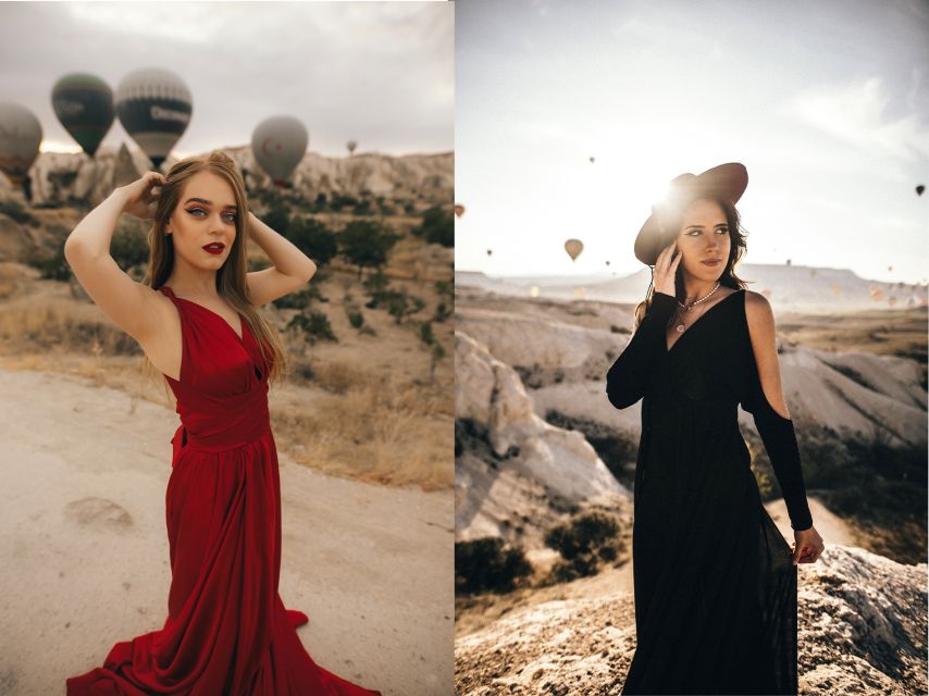 Cappadocia: Photo Shooting With Flying Dresses - First stop: balloons rising near Göreme