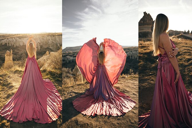Cappadocia Photoshooting with Flying Dress - The natural cave adds a different setting
