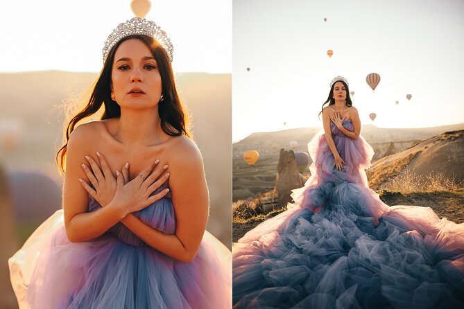 Cappadocia Photoshooting with Flying Dress - Balloon takeoff at the first photo stop