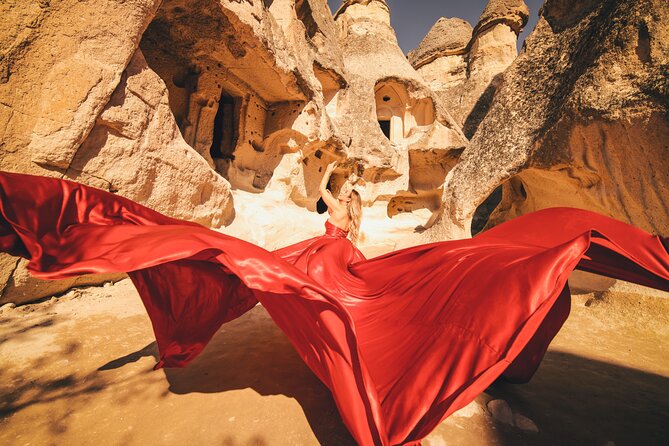 Cappadocia Private Flying Dress & Hot Air Balloon Photoshoot - Love Valley: dramatic scenery and larger compositions