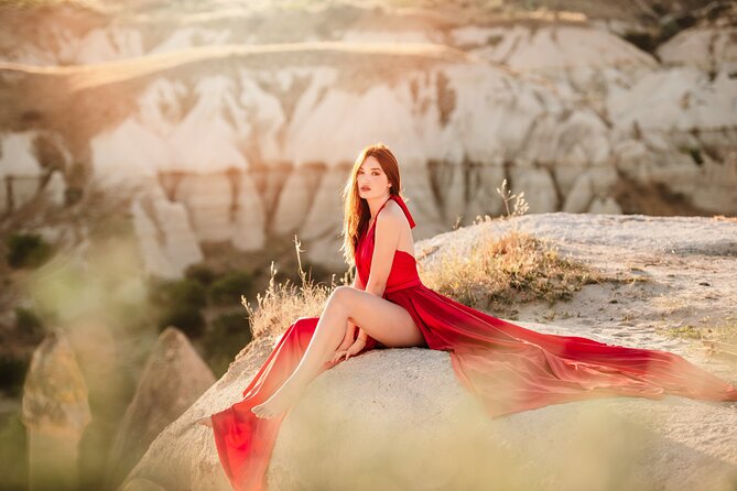 Cappadocia Private Flying Dress & Hot Air Balloon Photoshoot - Rose Valley: warm rock and broad morning views