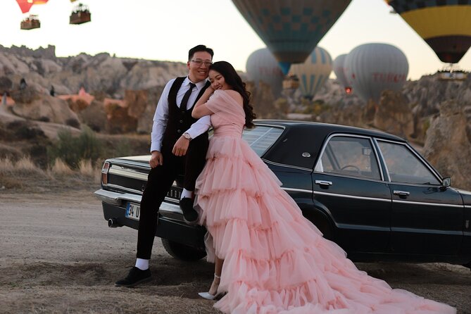 Cappadocia Private Photo Shoot with Flying Dress & Vintage Car - Three locations, one vintage car