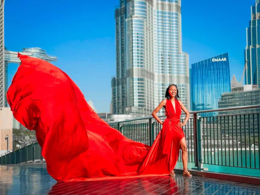 Dubai: Burj Khalifa Flying Dress Videography Shoot - What you receive after the camera stops
