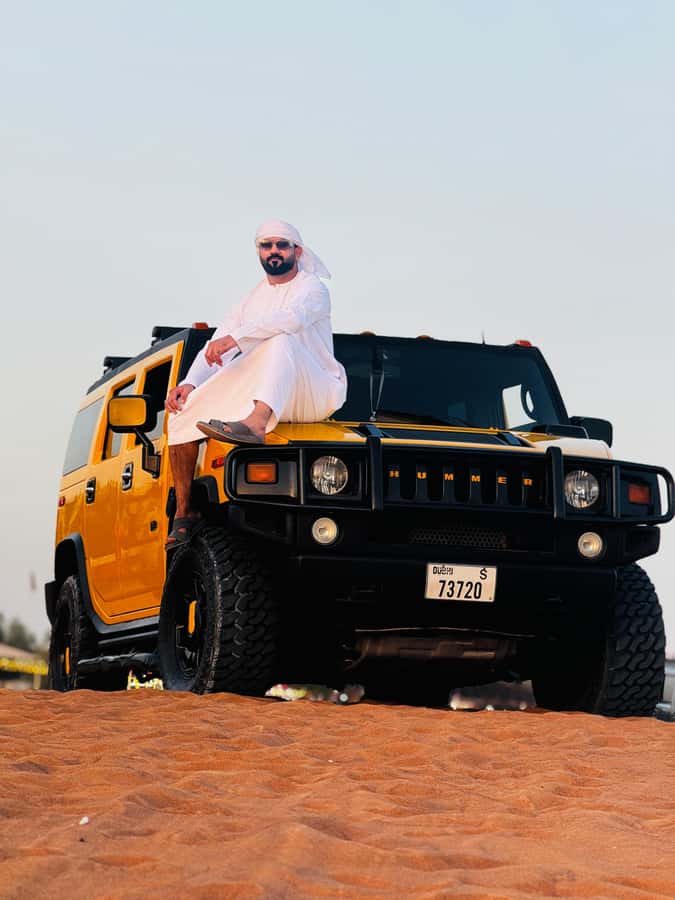 Dubai Hummer Safari Adventure & Traditional Dress Photoshoot - Fire, Tanura, and belly dance shows