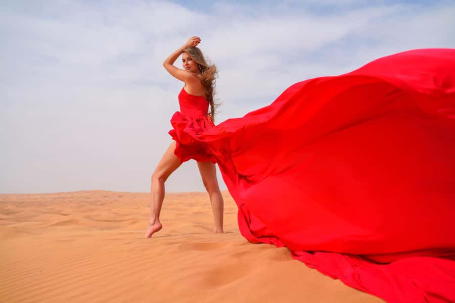 Dubai: Private Flying Dress Photography and Dune Drive Trip - The ride from Dubai to the dunes