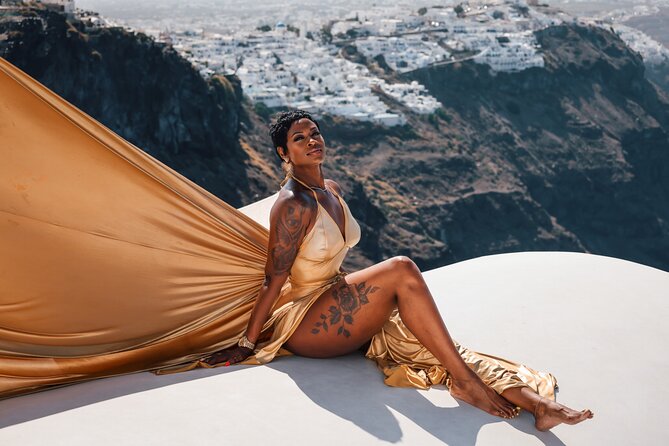 Exclusive Santorini Flying Dress Photoshoot with Pickup - Who will enjoy this most?