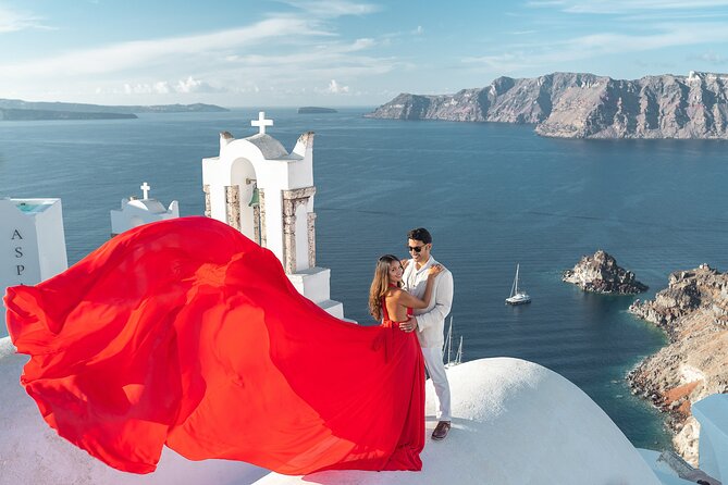 Flying Dress Photo © Photoshoot in Santorini: Express Package - Meeting in Imerovigli and getting ready