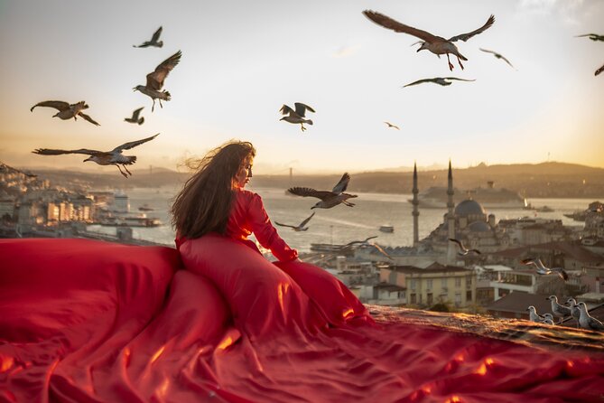 Flying Dress Photography on an Iconic Rooftop in Istanbul - Start With the Bosphorus Bridge View