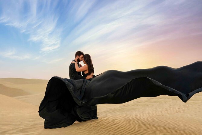 Flying dress photoshoot Dubai Solo, Couple and Group Session - A Desert Studio With Sand Instead of Walls