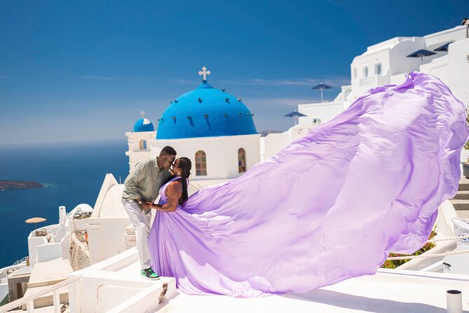 Flying Dress Photoshoot in Santorini - Choosing and wearing the flying dress