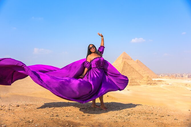 Flying Dress Photoshoot with Camel and Horse Riding in Giza - Seeing Khufu’s 43-Meter Solar Boat
