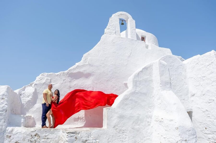 Flying Dress Photoshooting Mykonos - Choosing one of 15 handmade dresses