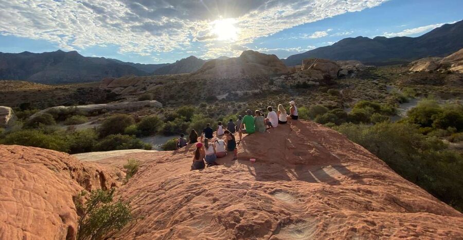 Las Vegas: Sunset Hike and Photography Tour Near Red Rock - Seven Magic Mountains before the red rocks