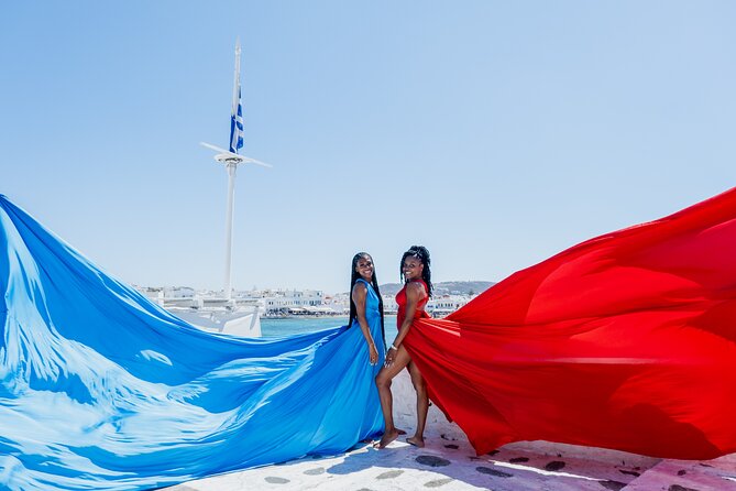 Mykonos Flying Dress Photoshoot - Meeting at the Windmills of Mykonos