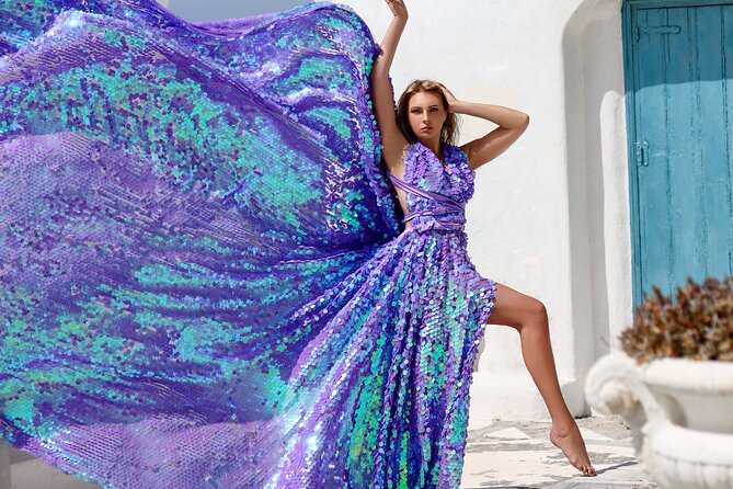 Private Flying Dress Photoshoot in Mikonos - How the flying dress effect is created