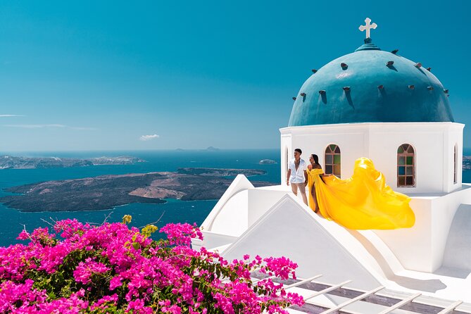 Private Flying Dress Photoshoot in Santorini - Imerovigli: high views and a quieter feel