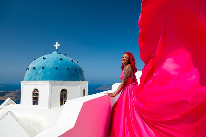 Professional Flying Dress Photoshoot In Santorini - Why this Imerovigli photoshoot works so well