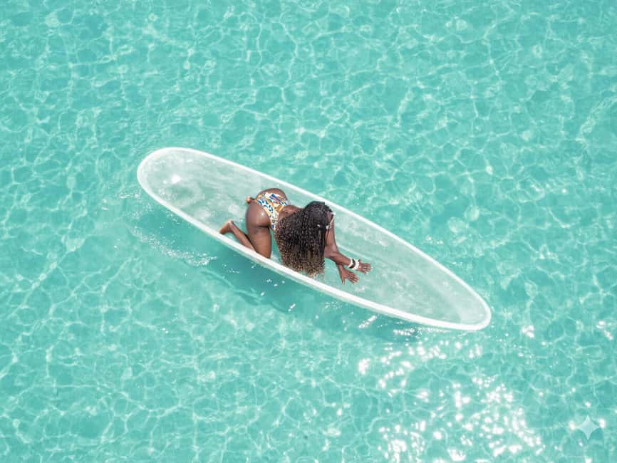 Punta Cana: Single Clear Kayak Photoshoot - Posing while the drone works overhead