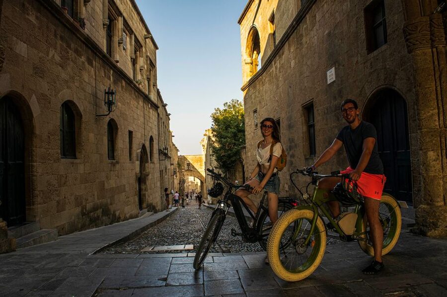 Rhodes: E-bike Highlights Sunset or Morning Photo Tour - The Palace, Street of the Knights, and Clock Tower