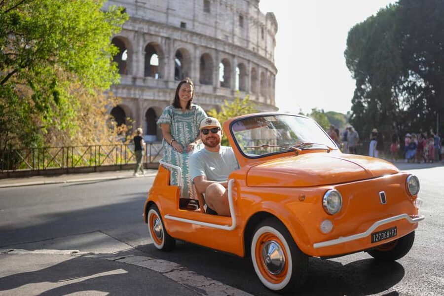 Rome: Photoshoot Service with Vintage Fiat 500 - Passing Circus Maximus by vintage car
