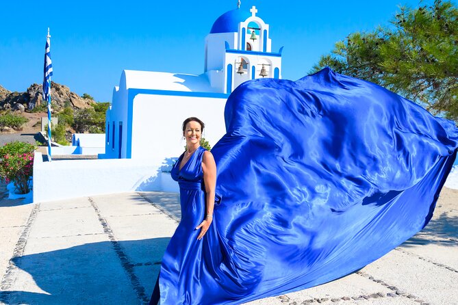 Santorini 2h Private Flying Dress Photoshoot with Transportation - How the flying dress is created