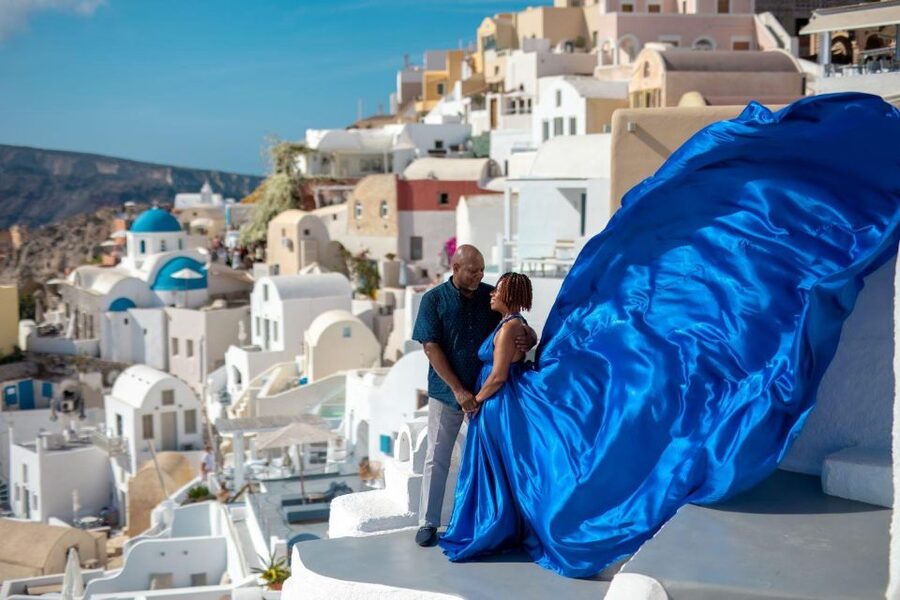 Santorini: Unique Flying Dress Photoshoot Experience - Wind, height, and practical comfort
