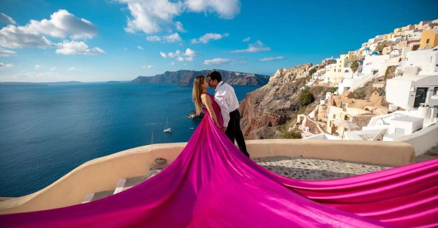 Santorini: Unique Flying Dress Photoshoot Experience - The dress rental changes the real price