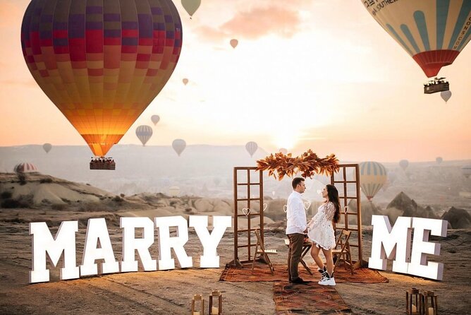 Wedding Proposal and Photoshoot with Hot Air Balloons - A sunrise proposal among Goreme’s fairy chimneys