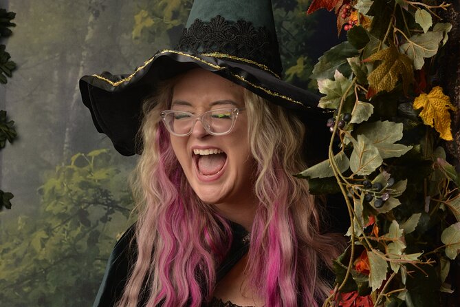 Witch Costume Photo Shoot - Olde Salem Village theatrical set - Working with the photographer
