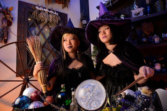 Witch Costume Photo Shoot - Witch Cottage theatrical set - Entering Witch Pix on Essex Street