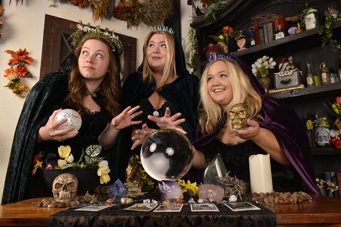 Witch Costume Photo Shoot - Witch Cottage theatrical set - Choosing a costume from more than 400 options